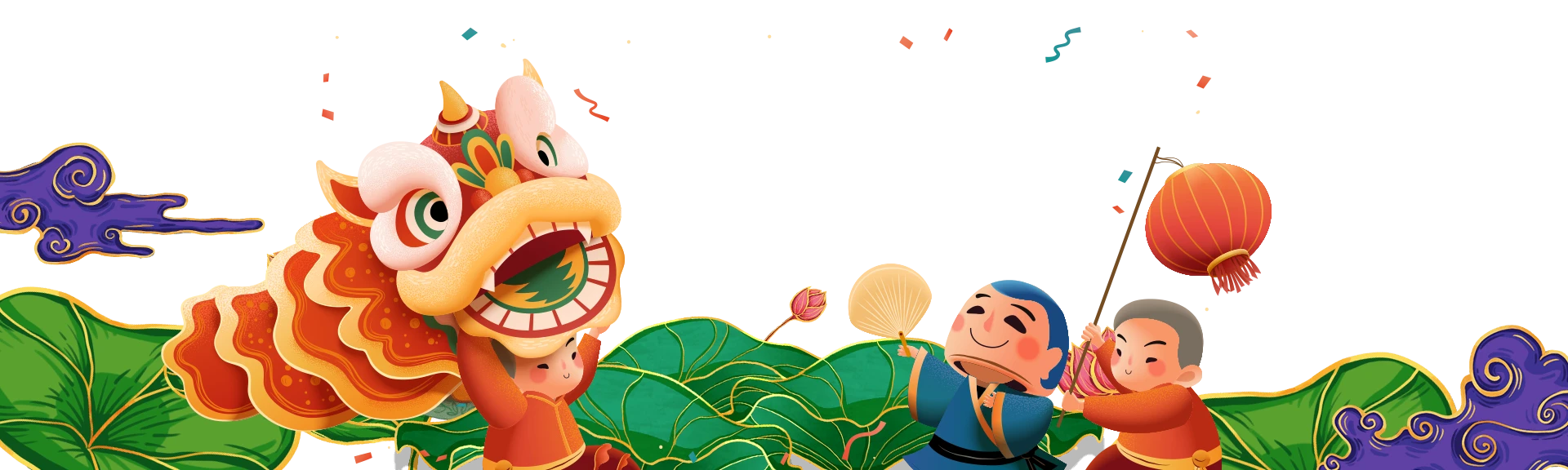 Múa lân và các em bé đón Tết
